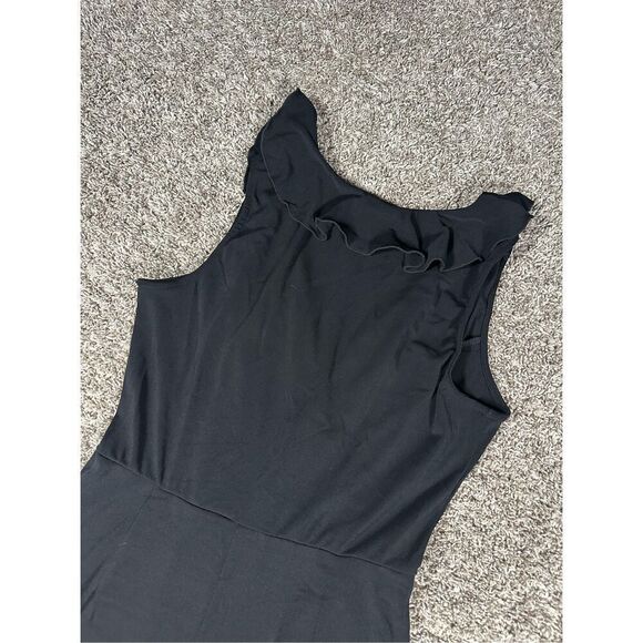 Modcloth Black Surplice Ruffle Refined Sleeveless Wide Leg Jumpsuit Women’s L - Picture 10 of 13